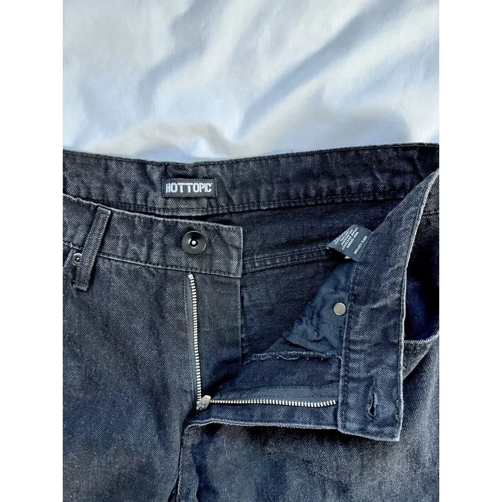 Hot‎ Topic Jeans Men’s Black Graphic Slow Decay Skull Grunge Sz 30X32
